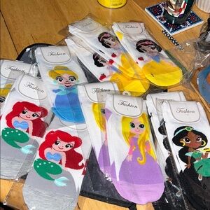 Colorful Princess Character Socks Set